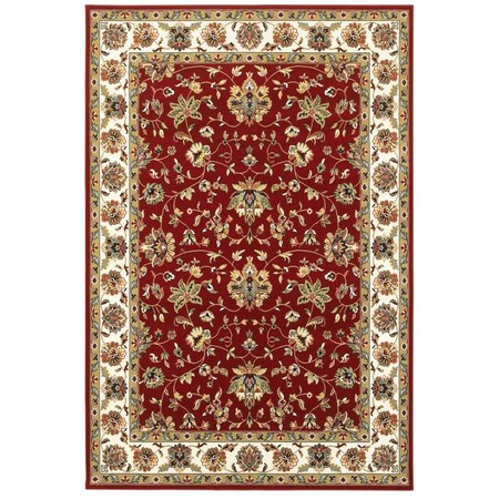 Palacedesigns 9 x 12 ft. Machine Woven Floral Oriental Indoor Rectangle Area Rug - Red Ivory PA3104806